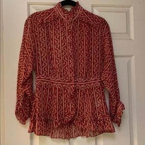 Nanette Lepore Blouse (6) w/ hem/cuff/neck detail